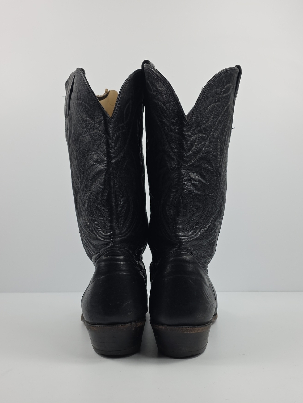 Vintage Nocona Made in USA Black Leather Western Cowboy Boots Men's Size 10.5 - Picture 7 of 16